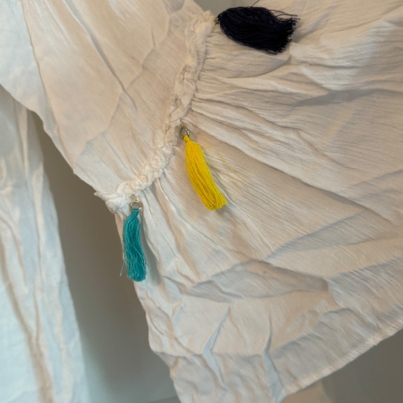 Surf Gypsy White Tassel off Shoulder Cover Up Dress MEDIUM - Picture 6 of 15